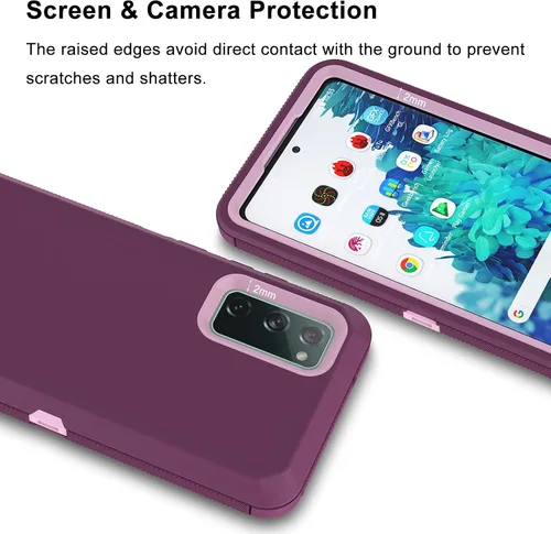Vista 5 de Funda para Samsung Galaxy S20 FE 5G, resistente a prueba de golpes, funda protectora de plástico duro + carcasa híbrida de silicona de doble capa