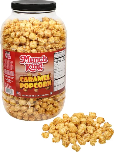 Vista 3 de Munch King Snacks Caramelo Palomitas de Maíz 28 oz. Barril
