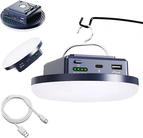 Vista 8 de Linterna LED recargable para campamento, 5000 mAh, 2000 lúmenes, 20 W, luz de campamento portátil, lámpara colgante magnética con carga rápida, 4