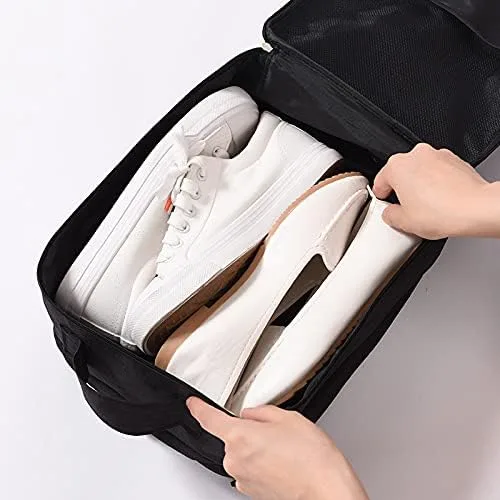 Vista 8 de Bolsas para viajes, paquete de 2, bolsa grande para zapatos con capacidad para 3 pares de zapatos para viajes, bolsa portátil para zapatos y bolsa