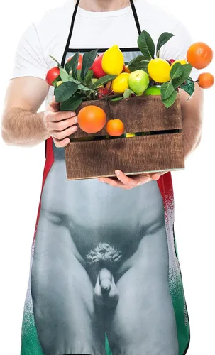 Vista 5 de Cabilock Delantal de cocina novedoso para hombre, divertido delantal de estatua de David para adultos para asar a la parrilla, hornear, cocina