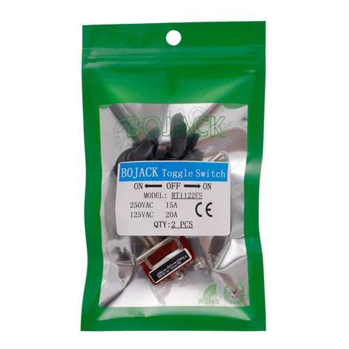 Vista 5 de BOJACK RT1122FS Interruptor de palanca 125 V 20 A Interruptores de reinicio automático momentáneo 250 V 15 A SPST ON -Off- 3 terminales interruptor