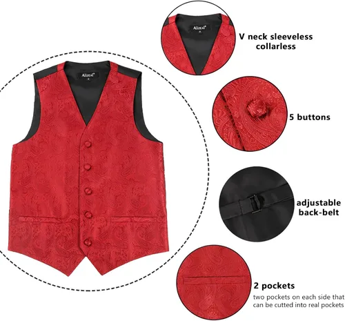 Vista 21 de Alizeal Conjunto de 2 piezas de corbata de lazo preatada de jacquard de cachemira con estampado floral clásico para niños