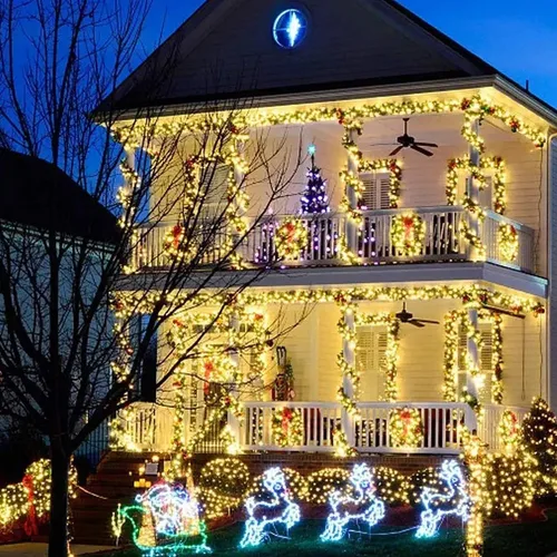 Vista 8 de FUNPENY Guirnalda de luces LED decorativas de Navidad de 164 pies, 500 luces LED de Navidad para interiores y exteriores, 8 modos, impermeable