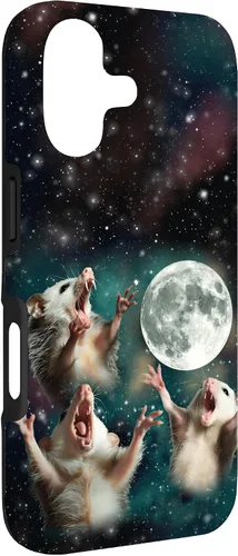 Vista 3 de Three Possum Moon 3 Opossum Funny Weird Cursed Meme Case para iPhone 17