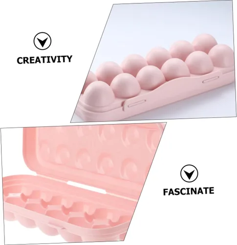 Vista 7 de Zerodeko Caja de huevos de pollo anticolisión con tapa, rosa, paquete de 2, plástico