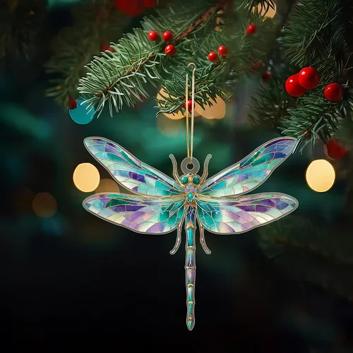 Vista 7 de Adorno de libélula atrapa-sueños con tarjeta de historia, regalos de libélula para mujeres, adorno navideño de libélula, idea de intercambio