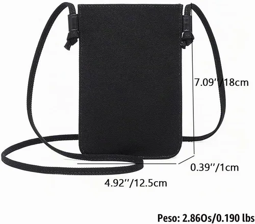 Vista 2 de Bolso cruzado pequeño para mujer, mini bolso cruzado de lona de algodón Negro