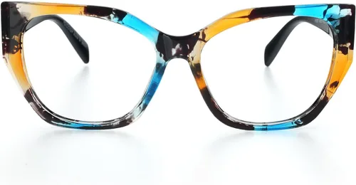 Vista 14 de Gafas de lectura Mujer Bloque de luz azul de gran tamaño Irregular Ojo de gato Marco