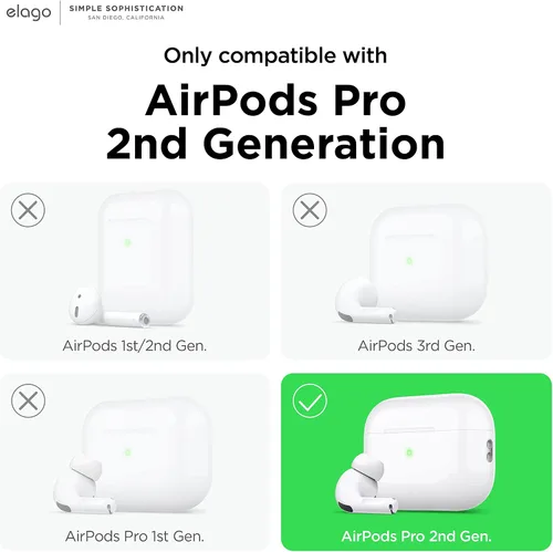 Vista 2 de elago Estuche Pager Compatible con Funda de AirPods Pro de 2ª Generación, Compatible con Funda de AirPods Pro 2, Correa de Cadena Incluida