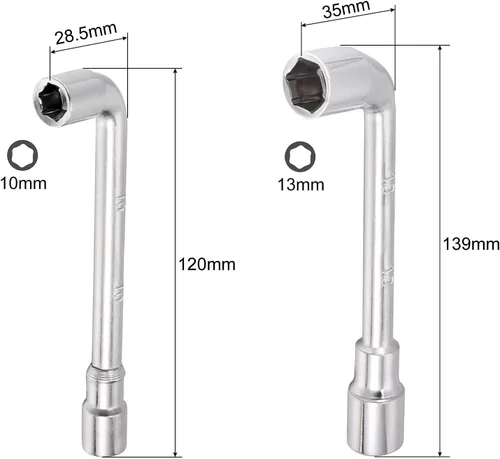 Vista 2 de uxcell Llave hexagonal abierta en forma de L métrica de 0.394 in y 0.512 in