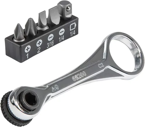 Vista 5 de KNIPEX Tools - Juego de 2 llaves de alicates mini (9K0080121US) y Klein Tools 65200 Juego de trinquete, 5 piezas con Phillips, ranurado y adaptador