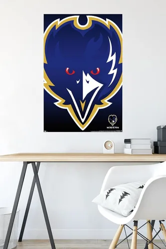 Vista 4 de Trends International NFL Baltimore Ravens - Póster de pared con logotipo 14, 22.375 x 34 pulgadas, versión premium sin marco