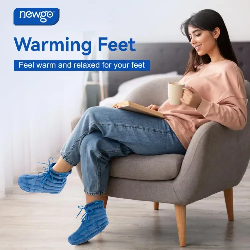 Vista 2 de NEWGO Zapatillas microondables para pies fríos, botines con almohadilla térmica para alivio del dolor de fascitis plantar, artritis y tendón
