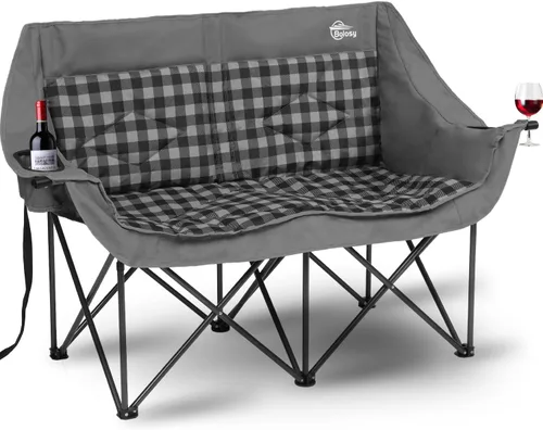 Vista 9 de Bolosy Silla de Camping para 2 Personas Silla de Camping Loveseat Silla de Camping Doble Plegable Extra Grande Silla de Camping Resistente Silla