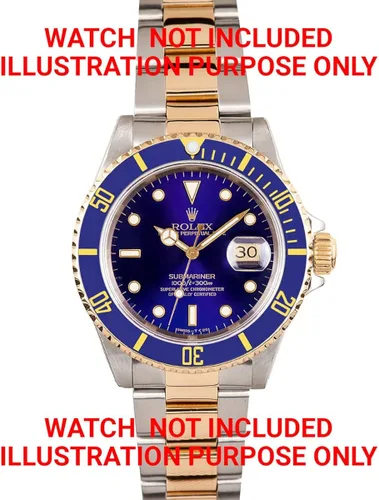 Vista 5 de Ewatchparts Bisel e inserto compatible con Rolex Submariner Serti 18 quilates 16613 oro real azul dorado