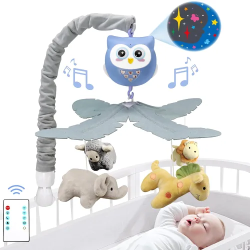 Vista 5 de Cuna móvil para bebé con música y luces para niños, animales móviles musicales para cuna, juguetes para niñas, juguetes colgantes, portátil, safari