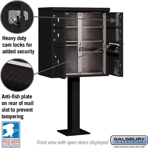 Vista 3 de Salsbury Industries 3305BLK-U 4 C Tamaño Puertas-Tipo V-USPS Acceso Cluster Box Unidad Negro