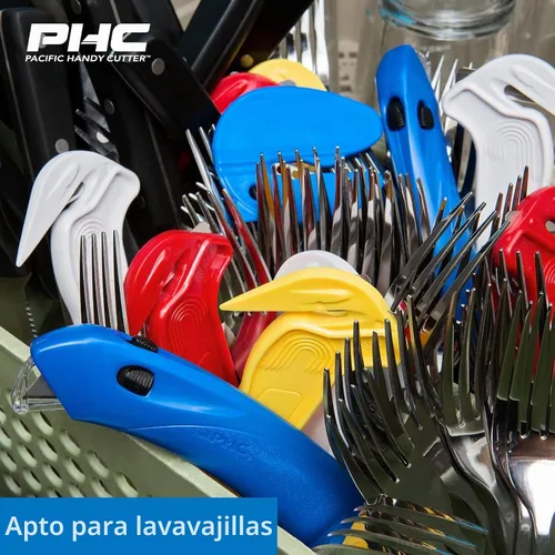 Vista 5 de Pacific Handy Cutter Cortador de Película Desechable Certificado NSF Seguro para Alimentos Cortacajas de Seguridad y Divisor de Cinta sin Cuchillas