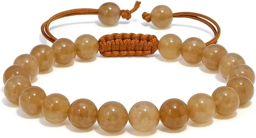 Vista 273 de Adjustable Crystal Bracelet – Gemstone Bead Bracelet with Adjustable Macrame String – Chic Gemstone Bracelet for Men and Women – 8mm Round Healing