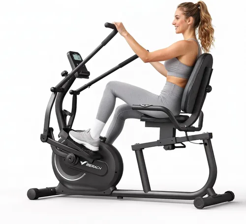 Vista 11 de MERACH Bicicleta Reclinable Estática para el Hogar con Bluetooth Inteligente y Aplicación Exclusiva para Bicicletas de Ejercicio, LCD, Manillar