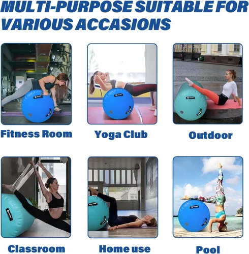 Vista 2 de AKSPORT Air Roller - Barril de aire para flexiones de espalda y resortes de mano, entrenamiento con bomba de aire eléctrica para uso Azul
