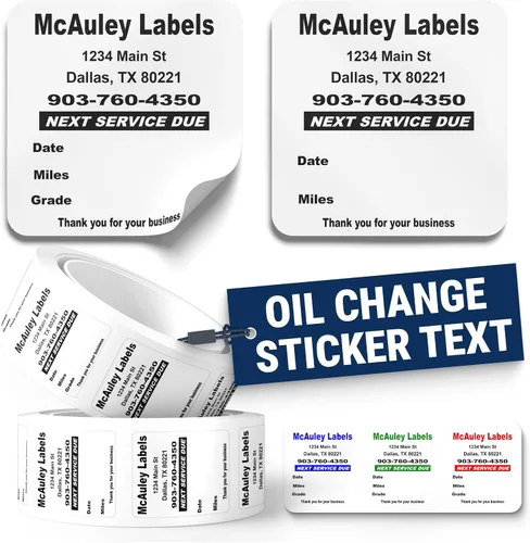 Vista 10 de McAuley Labels Calcomanías personalizadas para cambio de aceite, parabrisas, jamba de puerta, duraderas, fáciles de escribir, fáciles de despegar