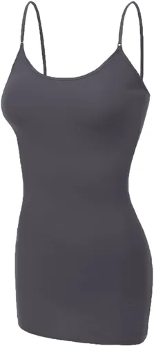 Vista 83 de Emmalise Camisola larga casual básica para mujer, con tirantes ajustables, top en capas