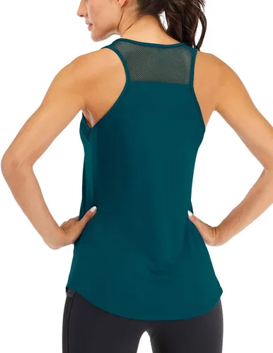 Vista 11 de Fihapyli ICTIVE - Camiseta sin mangas de entrenamiento para mujer, de malla transpirable, espalda cruzada, sin espalda, para correr Albaricoque