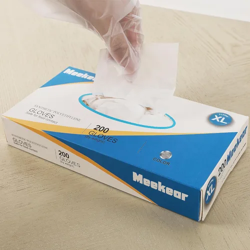Vista 7 de Meekear 200 PCS Food Prep Disposable Gloves, TPE Clear Latex-Free Food Safe Cleaning Gloves, BPA Free, Powder Free, Oil Tight