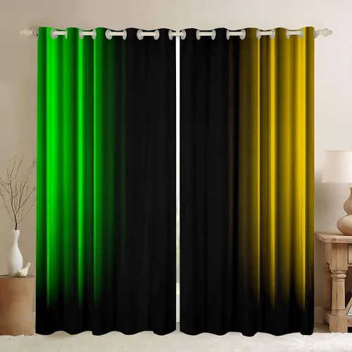 Vista 27 de Feelyou Cortinas abstractas degradadas para niños, adolescentes y mujeres, cortinas de ventana azules, moradas y negras, tratamientos geométricos
