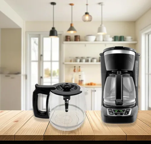 Vista 5 de ALLCUP - Jarra universal de repuesto para cafetera de 12 tazas Cafetera de cristal ajustable compatible con cafeteras Mr Coffee B&D Hamilton Beach