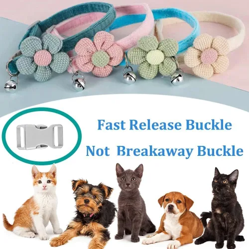 Vista 7 de Collar para perros pequeños con flor, collares para cachorros, collares para perros pequeños con campana, para hembras y machos pequeños