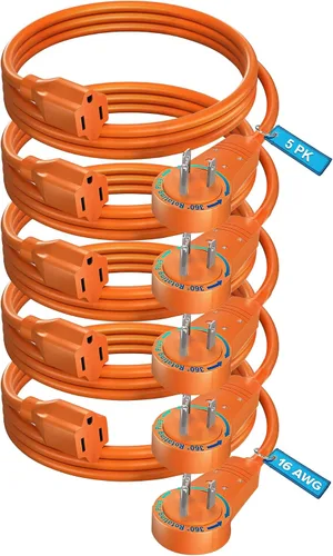 Vista 10 de Maximm Cable de extensión de enchufe plano giratorio de 360° de 0.5 pies, cable de alimentación de 3 clavijas, cable de alimentación de 16 Awg