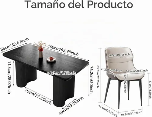 Vista 2 de Juego de mesa de comedor de 5 piezas para 4, mesa de 62.99