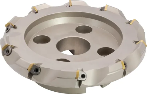 Vista 9 de Molino de cara indexable (carcasa) de 2" 45°, diámetro del orificio del eje de 3/4", 3 flautas, con 3 piezas de inserciones de carburo SEAN42