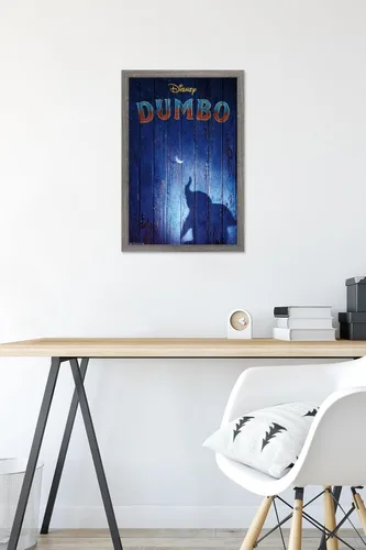 Vista 6 de Trends International Disney Dumbo - Póster de pared Teaser, 14.725 x 22.375 pulgadas, versión enmarcada de madera de granero Versión enmarcada