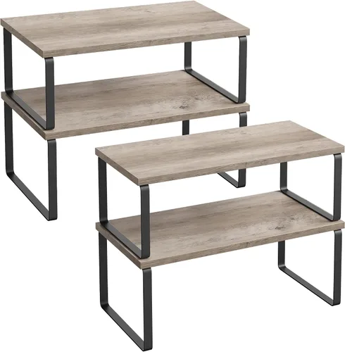 Vista 15 de SONGMICS Estante organizador de gabinete, juego de 4 estantes de encimera de cocina, almacenamiento de cocina, estante de especias, apilable