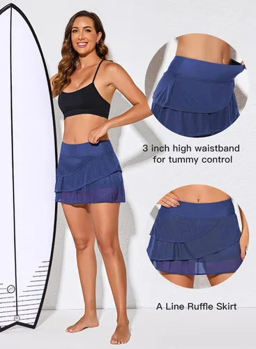 Vista 4 de Aleumdr Falda de baño con volantes en la cintura para mujer