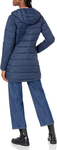Vista 2 de Tienda Essentials - Abrigo acolchado, ligero y resistente al agua con capucha para mujer, disponible en talla extragrande