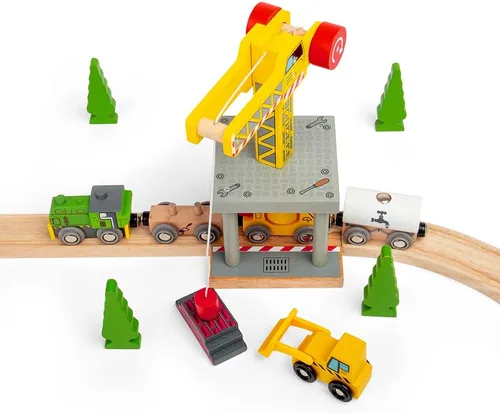 Vista 10 de Bigjigs Rail Grúa amarilla grande magnética - Otras marcas principales de carriles de madera son compatibles