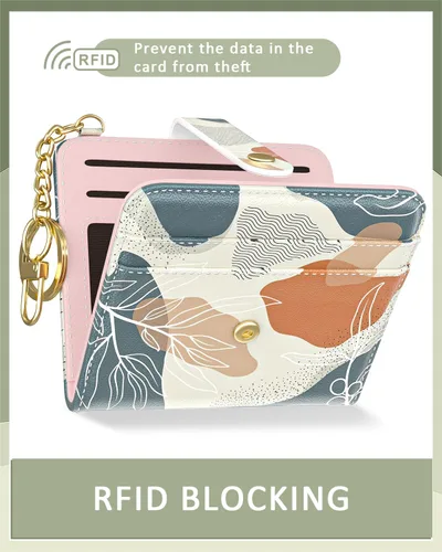 Vista 4 de Aiawoxc billetera para mujer, billeteras pequeñas RFID para mujer, cartera delgada y compacta para tarjetas de crédito, linda cartera de cuero
