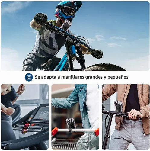 Vista 6 de VUP - Soporte de silicona para iPhone Xs/Xs Max/XR/X/ 8 Plus/ 8/7 Plus, Galaxy S8 Plus, Nexus, Nokia, LG, universal para manubrio