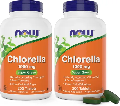 Vista 7 de Now Chlorella Tablets, 1000 mg, 200 tabletas - Microalgas de primera calidad sin OMG - Suplemento superalimenticio verde