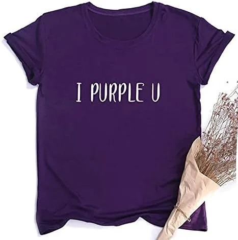 Vista 4 de Tshirts for Bangtan Boys Women Sleeve I Purple You Letter Printed T-Shirt for Korean Pop Merchandise Purple