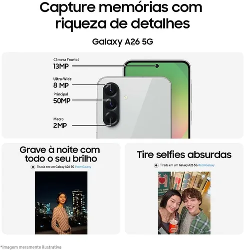 Vista 3 de Samsung Galaxy A26 5G con IA 256GB, 8GB, Doble SIM 6.7" 120Hz AMOLED, resistente al agua IP67, Android 15 Modelo internacional desbloqueado