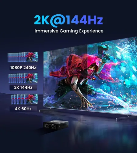 Vista 6 de Divisor HDMI 4K @60Hz 1 en 2 salidas para TV y barra de sonido con cable HDMI de 4 pies, derivación HDCP 2.2, divisor de audio HDMI compatible