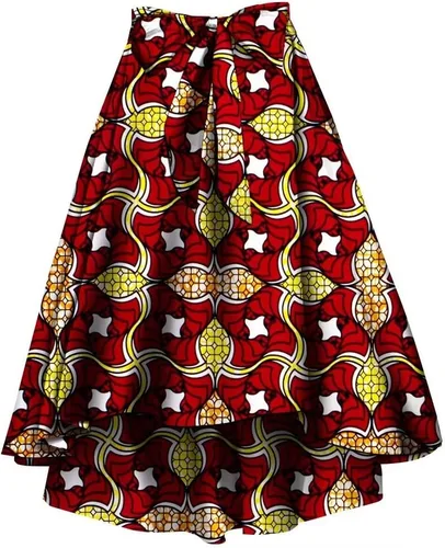 Vista 4 de Falda de verano con estampado africano para mujer, vestido tradicional Ankara Dashiki Brautiful 1