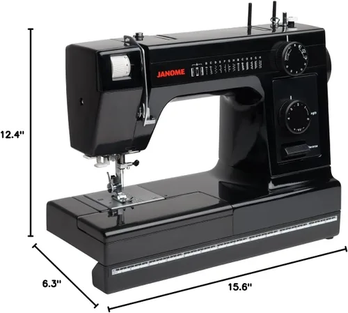 Vista 5 de Máquina de costura industrial con cuerpo de aluminio HD1000 edición en color negro con caída de 14 hileras, ojal de 4 pasos, enhebrador de agujas