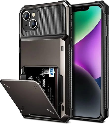Vista 8 de Vofolen Funda tipo cartera para iPhone 14 con tarjetero y 4 ranuras para Negro